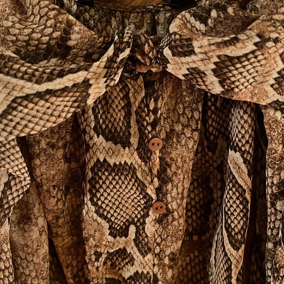 Zara long sleeve crop top with rattlesnake print and scoop neckline. Size XS - Picture 4 of 7